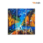 VIBECRAFTS Couple Walking In City Park 3 Pieces Canvas Wall Painting Fitted With Wooden Frame For Home | Office | Living Room | Gifts (PTVC3Pcs1_9517)