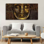 VIBECRAFTS Canvas Paintings for Living Room Drawing Room Divine Buddha Sculpture Canvas Wall Painting Fitted With Wooden Frame for Home | Office | Gift (PTVCH_2426)