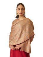 Pashmoda Women Chandni Kaani Stole, Authentic Kashmiri Luxury Pashmina Style Shawl, Stole, (Size 28x80 Inches, Beige Color) MAVST07
