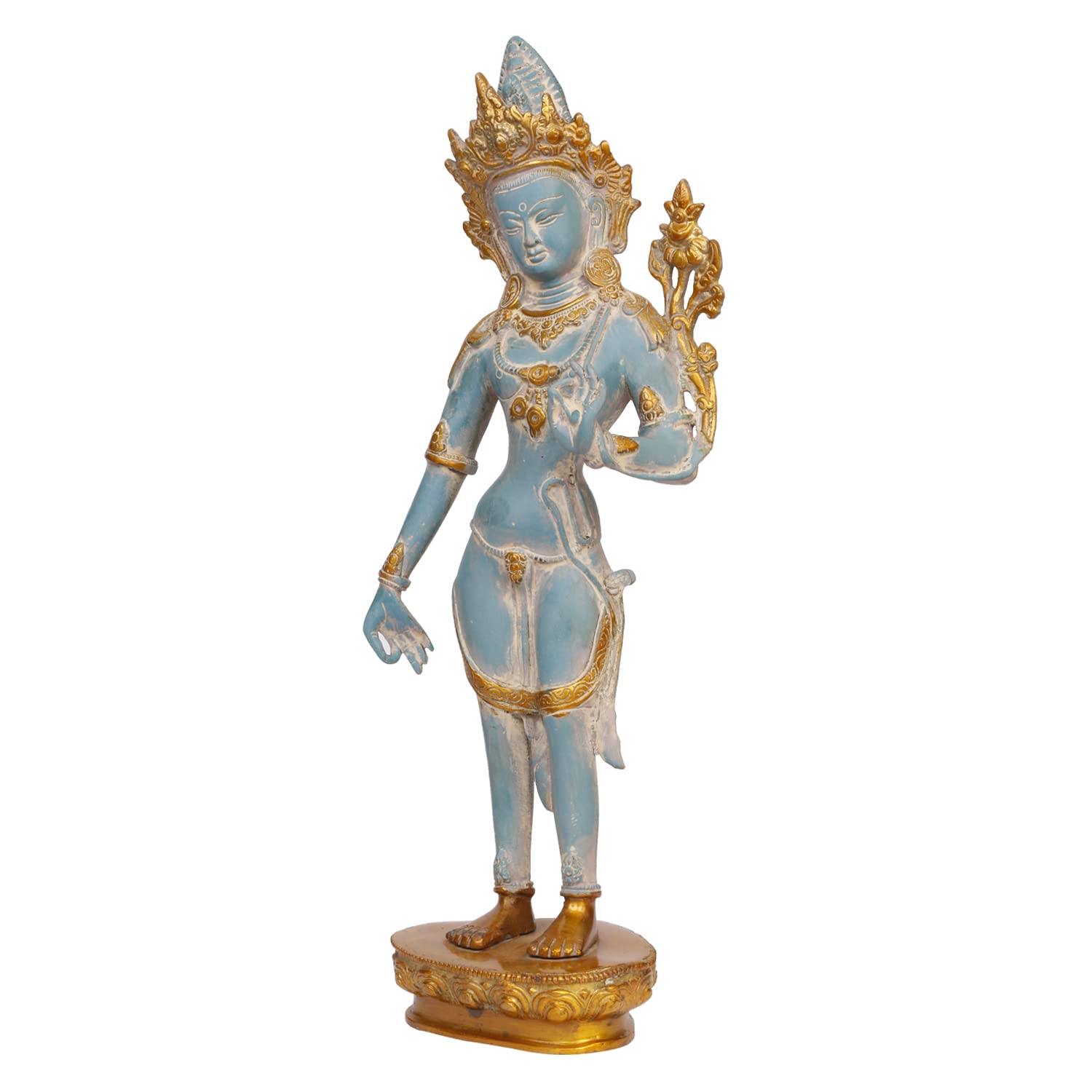 ARTVARKO Large Goddess Tara Brass Standing Statue Tara Statue for Health Happiness Wealth | Dancing Idol Home Decor Sculpture 17 Inches