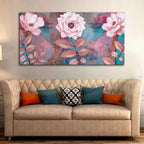 VIBECRAFTS Canvas Paintings for Living Room Drawing Room Modern Pink Rose Canvas Wall Painting Fitted With Wooden Frame For Home | Office | Living Room | Gifts (PTVCH_2560)