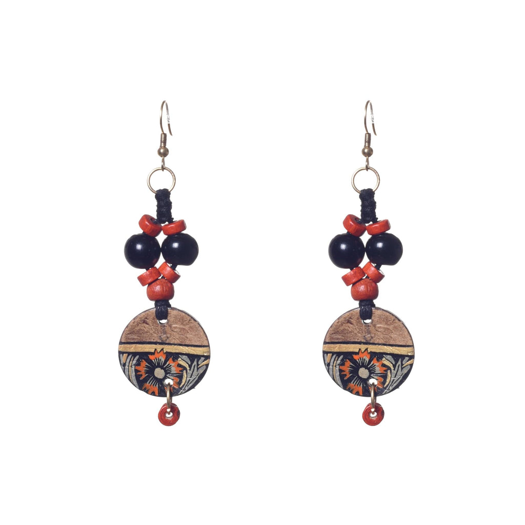 Aakriti Art Creations’ Whimsical Wonderland Earrings | Multi Glass Beads & Wood Earrings, Small & Compact | Lightweight Glossy Finish Earrings Set for Women | Handmade Floral Design