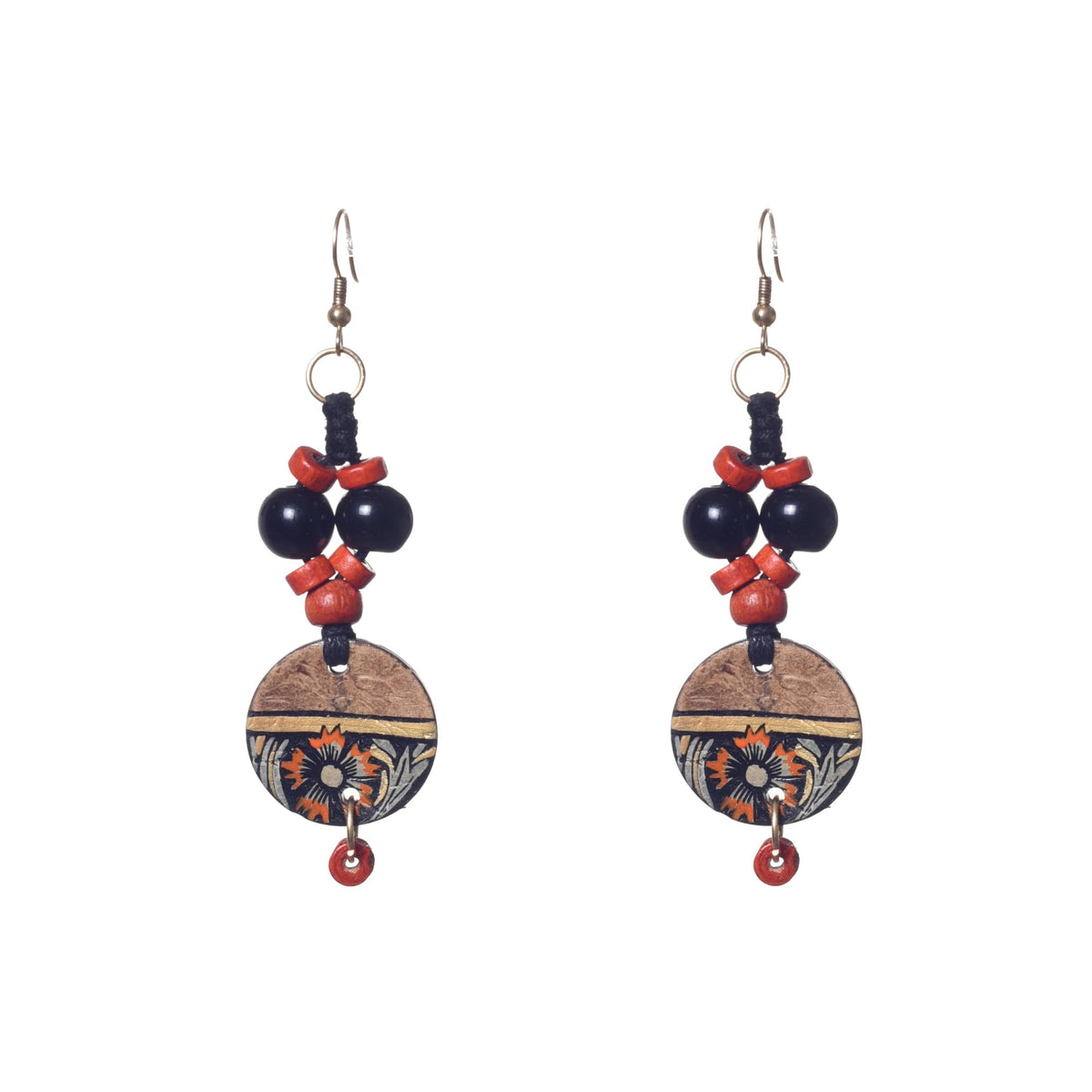Aakriti Art Creations’ Whimsical Wonderland Earrings | Multi Glass Beads & Wood Earrings, Small & Compact | Lightweight Glossy Finish Earrings Set for Women | Handmade Floral Design