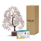 KHOLAD Rose Quartz Natural Crystal Money Tree | Feng Shui Healing Gemstone Tree for Love, Peace, Harmony & Positive Energy | Decorative Bonsai Tree for Home Decor & Office (Pink)