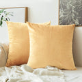 Khooti Fabric Velvet Cushion Cover | 14x14 Inch, Wheat - Pack of 2 | Solid Plain Soft & Smooth, Decorative Cushion Covers for Living Room, Bedroom, Couches, Chairs, Sofas, Beds & Home Decor