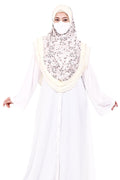 Markaz Hijab Women's Floral Printed Hijab | Ready-to-Wear Modest Headscarf | Lightweight Soft Fabric Instant Hijab | Elegant Scarf for Prayer and Casual Outfits (Light yellow floral, XL)
