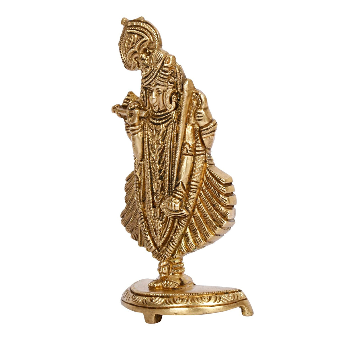 SVARUP Brass Dwarkadhish Bhagwan Lord Shrinath Ji Statue Krishna Idol Statue for Puja Mandir Murti Gift Gold Color 5.25 Inch