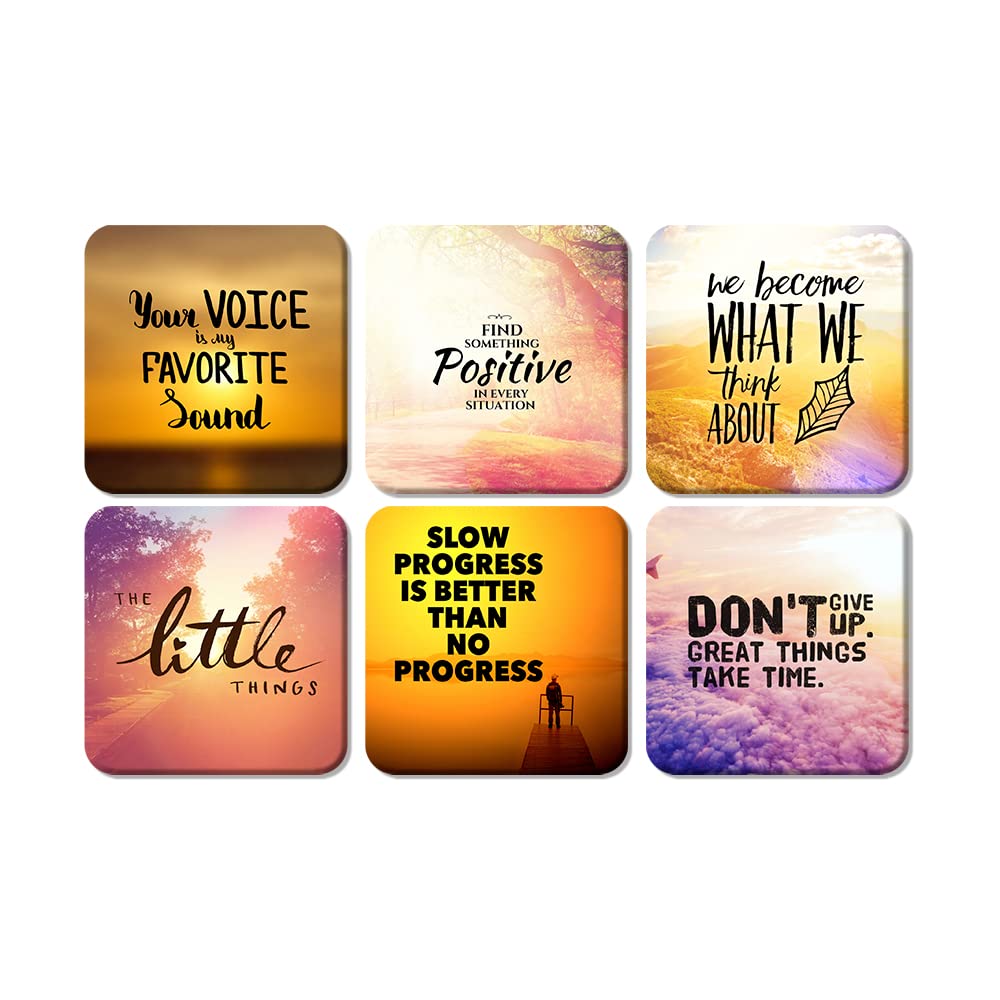 Artvibes Printed MDF Wooden Coasters for Home and Kitchen | Dining Table Decor | Square Coasters | Kitchen Decorative Items | Table Decoration | Home Decor (Set of 6 | 4x4 Inch)(Quotes) TC_2012