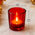 Pure Source India Glass Votive Tealight Candle Holders - Living Room Side Table Home Decoration (Glass, Pack of 6, Red)