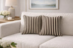 AWARD VELVETS - 100% Cotton - Dark Brown Stripes Cushion Covers Set of 2 (16 x 16 inches) - Cushion Covers for Sofa & Living Room Décor