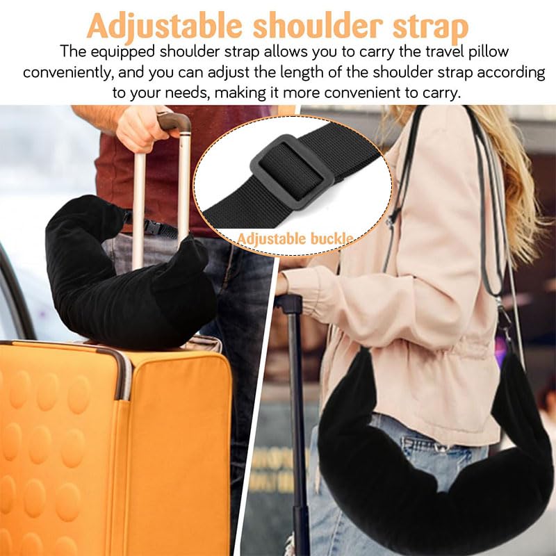 Travel Neck Pillow Set with Eye Mask, U-Shape, Velvet, Grey, Soft Fiber Filling, for Flight, Train and Car, Button Closure, (Grey)