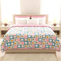 ComfyCozi 220 GSM 100% Cotton Microfibre Reversible Comforter AC Blanket for Summer/Winter/Quilt Soft Breathable Floral Print Duvet Single/Double Bed (Pink, Single Bed(144x220 CM)) Kafalo