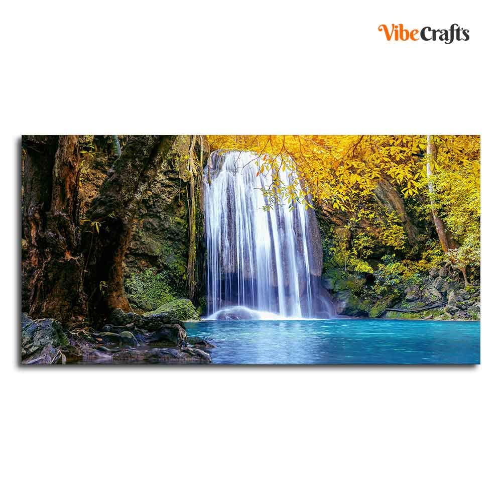 VIBECRAFTS Canvas Paintings for Living Room Drawing Room A Beautiful view of Erawan Waterfall Abstract Premium Canvas Wall Painting for Home|Office|Gift(PTVCH_2359)