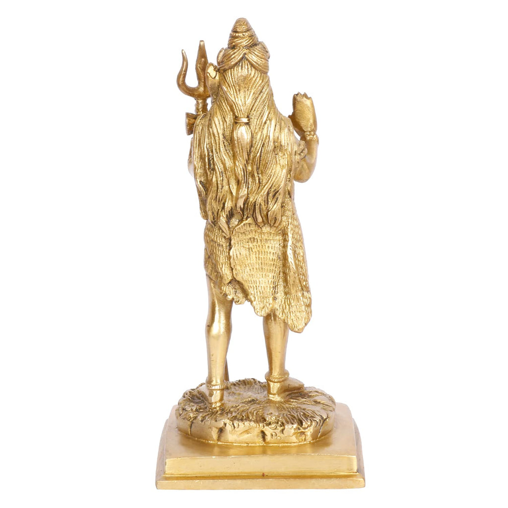 ARTVARKO Brass Standing Shiva Statue God Bholenath Shiva Idol Showpiece for Pooja Lord Blessing Shanker Deity Figurine Home Office Temple Art Decor 8.5 Inch