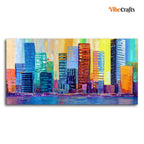 VIBECRAFTS Canvas Paintings for Living Room Drawing Room Colorful City Skyline Canvas Wall Painting Fitted With Wooden Frame For Home | Office | Living Room | Gift (PTVCH_2492)