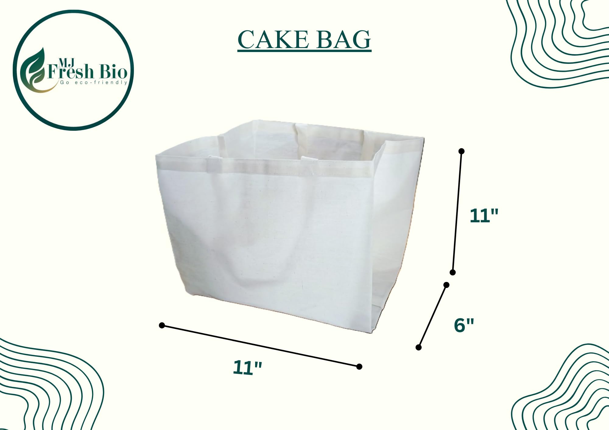 Fresh Bio Cotton Tote Bag | Reusable Shopping Tote for Grocery, Travel | Lightweight & Stylish | Cake Bag | Eco-Friendly, Durable & Spacious (5, Stiff Cotton - 11 X 11 + 8)