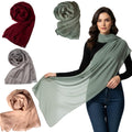 10z Trove Georgette Dupatta for Women – Soft Lightweight Stole/Shawl, 70x200cm Trendy Solid Colors (Sage Green, Wine Red, Light Gray, Blush Pink)