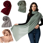 10z Trove Georgette Dupatta for Women – Soft Lightweight Stole/Shawl, 70x200cm Trendy Solid Colors (Sage Green, Wine Red, Light Gray, Blush Pink)
