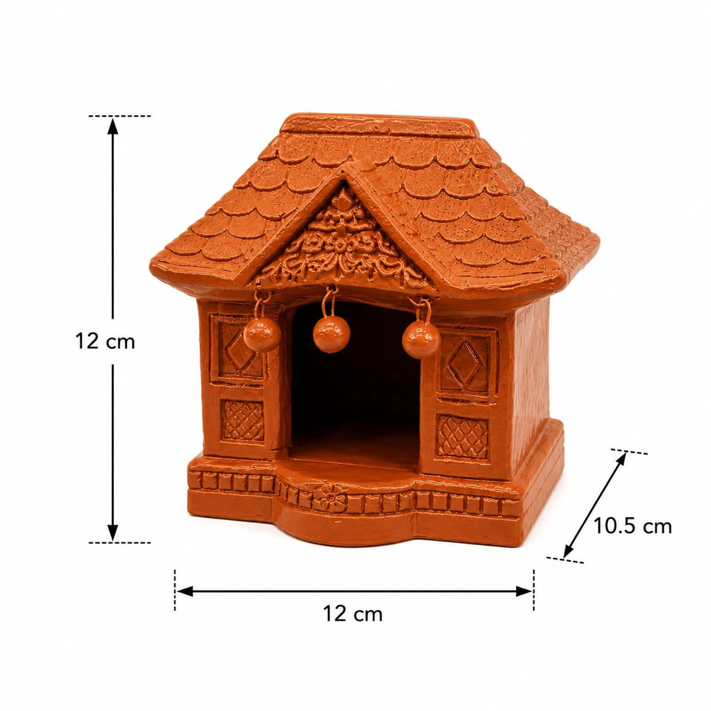 Handcrafted Terracotta Mini House Temple, Traditional Indian Clay House for Puja Setup and School Projects, Mitti ka ghar