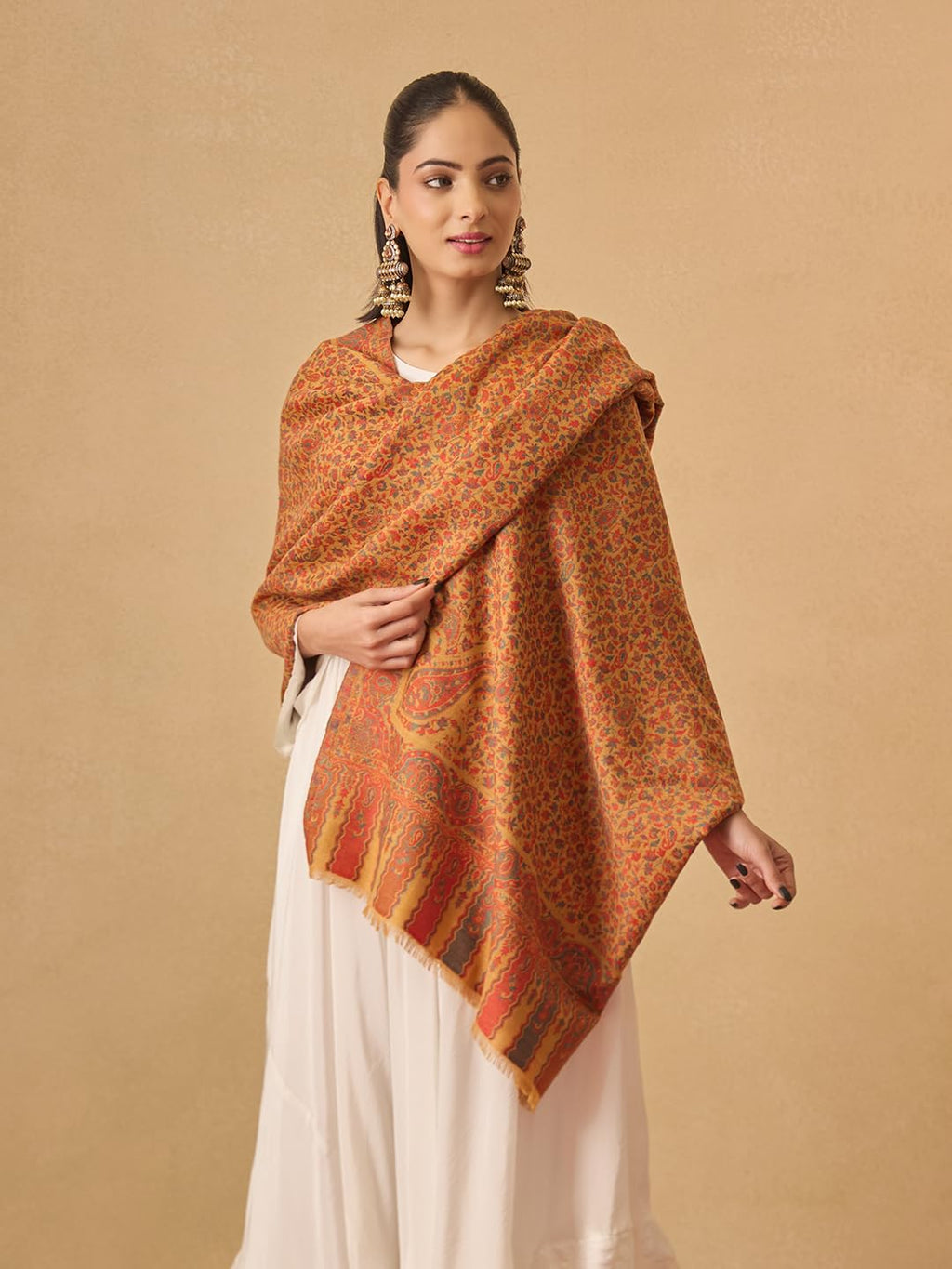 Pashmoda Women Mehak Kaani Wool Blend Kashmiri Shawl (Size: 40x80in, 101x203cm) RSS42