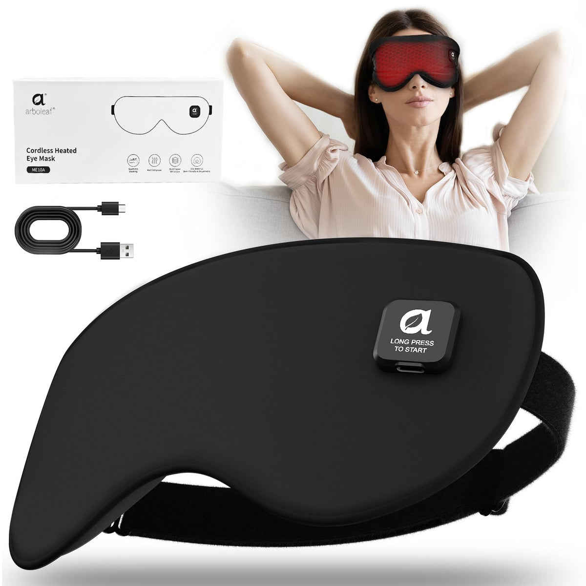 arboleaf Heated Eye Mask, Cordless Rechargeable Warm Eye Compress