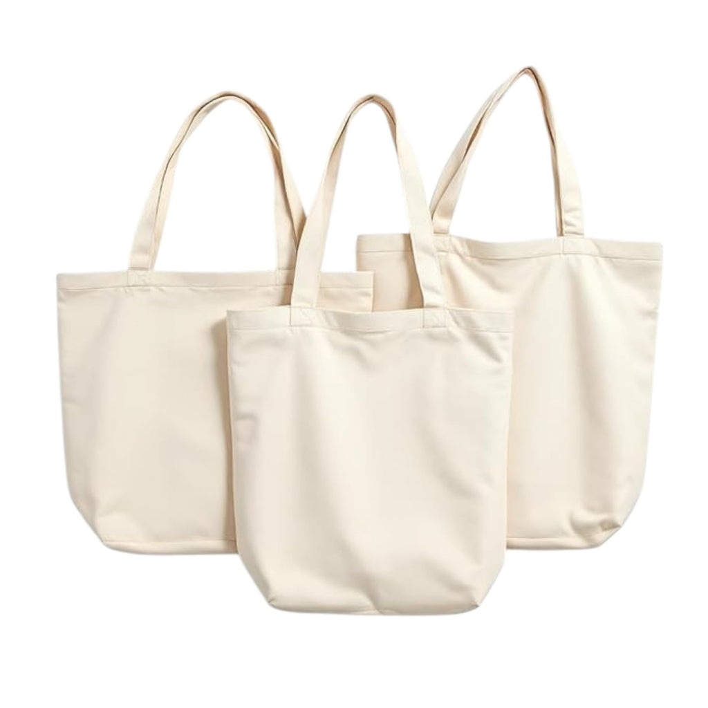 JD BAGS Canvas Tote Bags for Men & Women (Pack of 3) | Eco-Friendly Cotton Shopping Bags | 13x15 Inch Large Capacity | Reusable Shoulder Bag for Office, College, Travel, Grocery