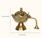 DSH Brass Dhup Dani Dhuna Loban Burner Kapoor Dani Incense Burner Sambrani Holder for Puja Home Decor & Gifting. (Large)