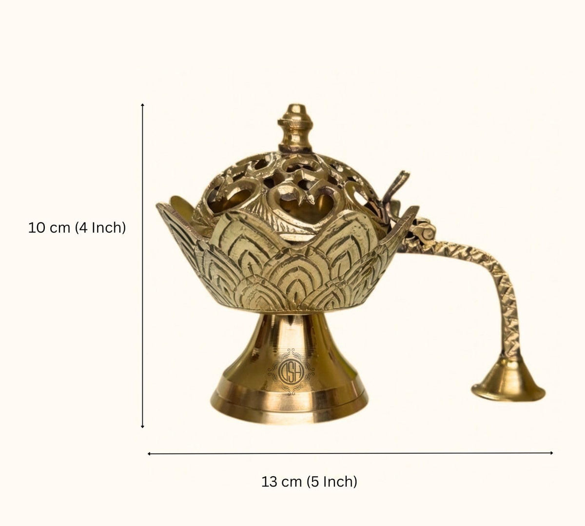 DSH Brass Dhup Dani Dhuna Loban Burner Kapoor Dani Incense Burner Sambrani Holder for Puja Home Decor & Gifting. (Large)