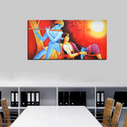 VIBECRAFTS Canvas Paintings for Living Room Drawing Room Radha Krishna with Flute Canvas Wall Painting for Homedecore|Office|Gift|Livingroom|Bedroom(PTVCH_2399NV)(48 x 24 Inches)