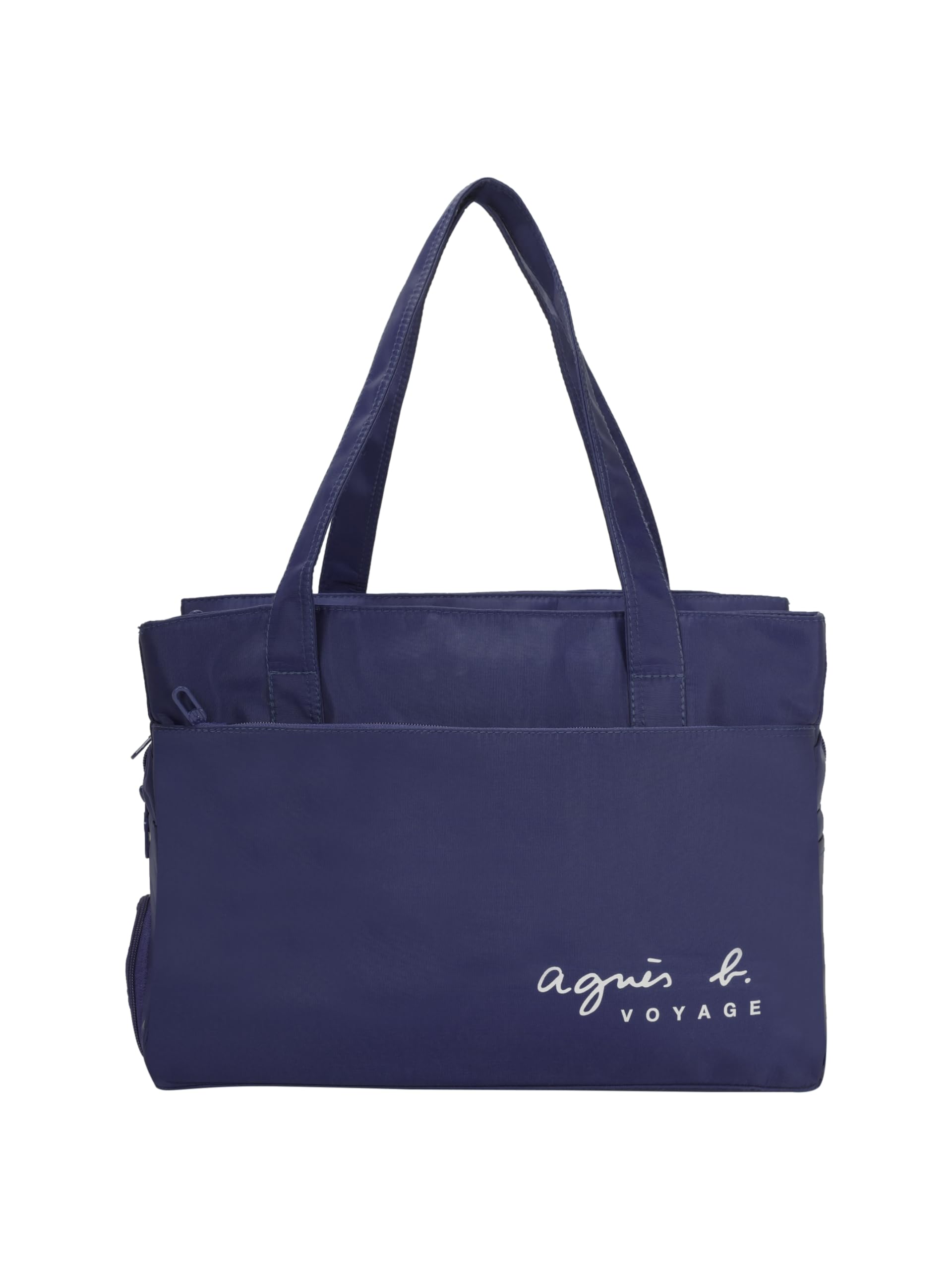 Pbs Creations Women’s Tote Bag | 3 Compartments | Bottle & Umbrella Pocket | Front, Back & Inner Zipper Pockets | Office, Travel & Shopping Handbag | Water-Resistant | 27 x 41 x 17 cm – Navy Blue
