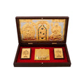 JSK Arts™ 24K Gold Coated Balaji Pocket Temple Wooden Pooja Box | Lord Venkateshwara Swamy Photo Frame Travel Mandir for Home | Vastu Wealth Prosperity Spiritual Gift for Diwali & Return Gift