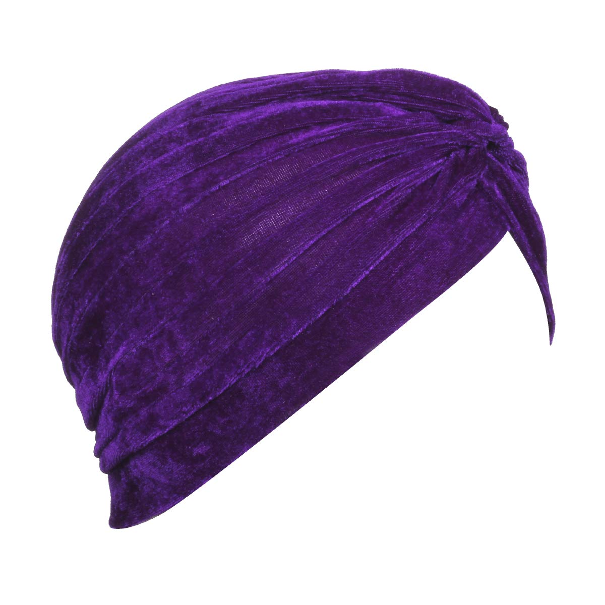 BISMAADH Velvet Soft Pleated Pre Tied Knot Readymade Turban/Pagri Head Wraps for Men & Women Purple