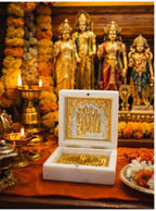 Ram Darbar Photo Frame,Pocket Temple with Charan Paduka, Gold Plated, Ram Parivar Photo Gift Box