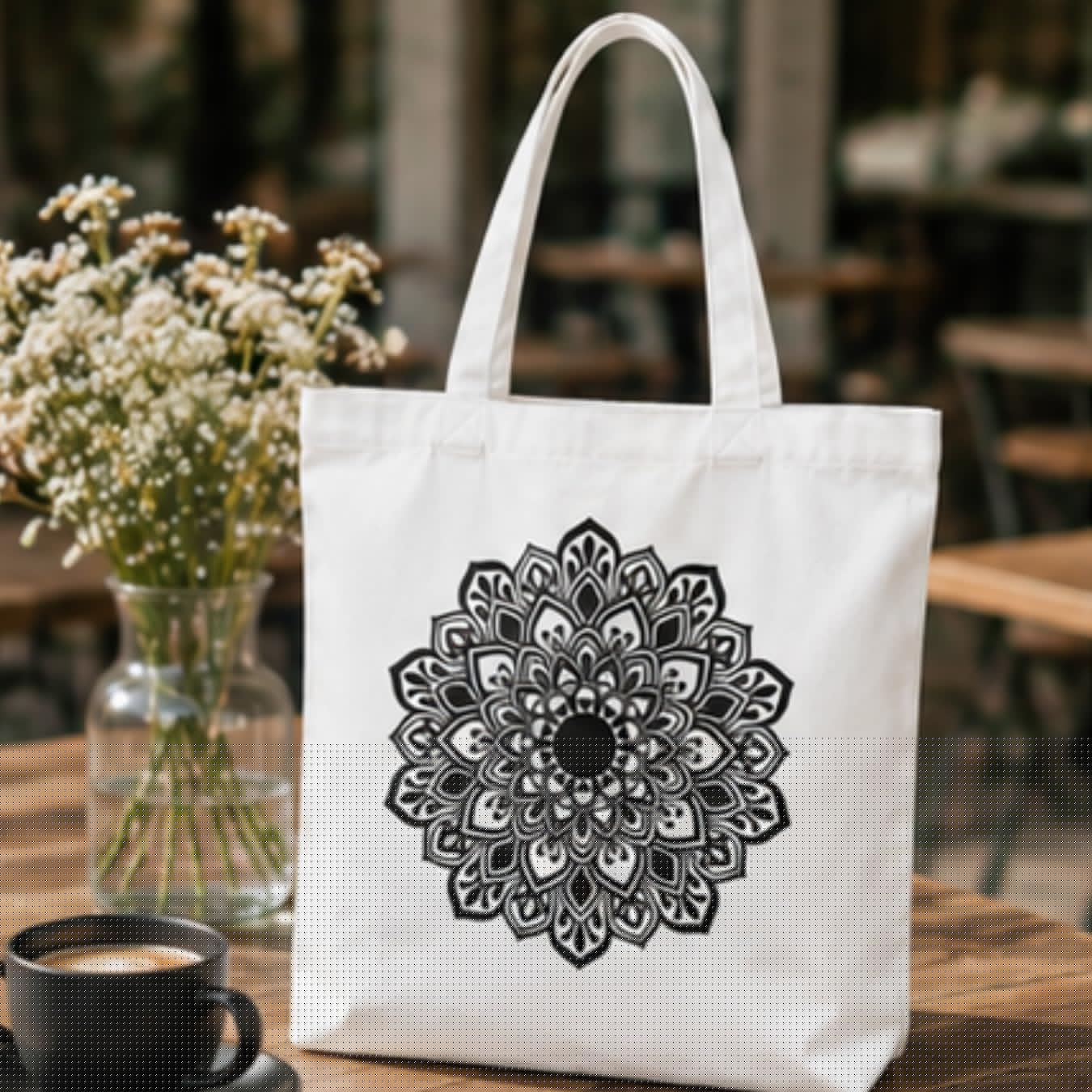 Adorvue Mandala DIY Tote Bag Painting Kit for Kids & Adults Premium Reusable Canvas Cotton Tote Bag for DIY Art & Painting, Eco-Friendly Handbag for Shopping, College, Office, Travel Pack of 1