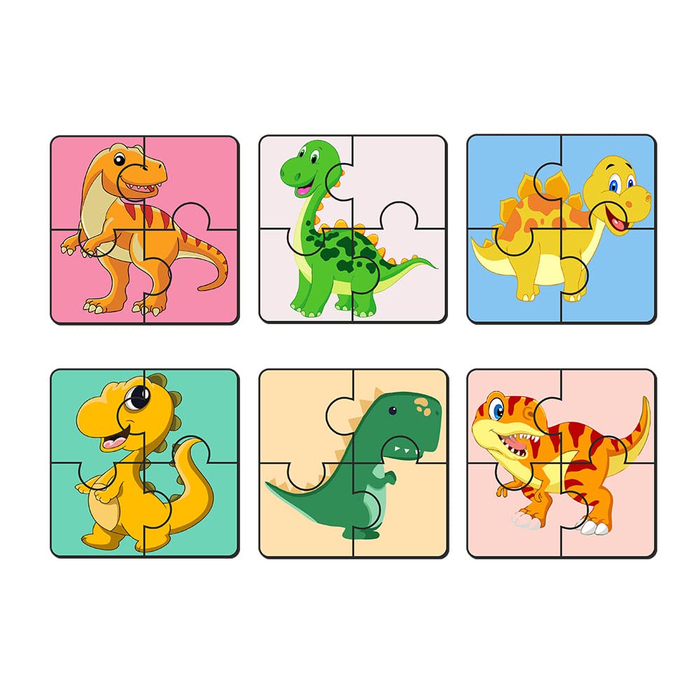 Artvibes Dinosaurs Wooden Jigsaw Puzzle Games for Children & Kids | Jigsaw Puzzles for Kids Age 2-5 | 4 Pieces Puzzles | Toddler's Wooden Puzzle (PZ_506N), Set of 6