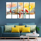 VIBECRAFTS Famous Places of Japan Canvas Wall Painting of Five Pieces For Home|Office|Living Room|Gift (PTVC5Pcs4_8666)