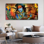VIBECRAFTS Canvas Paintings for Living Room Drawing Room Classic Krishna Premium Wall Painting Fitted with Wooden Frame for Home|Office|Gift(PTVCH_2245N)