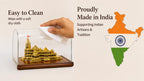 LOYELPROD Shri Ram Mandir Ayodhya Temple Model, Golden, with Acrylic Cover, Wooden Base, Hindu Religious Showpiece, Home Decor
