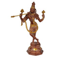 ARTVARKO Brass Krishna Bhagwan Murti -18 Inches Kishan Idol Statue for Home Mandir Office Temple Marriage Gift (Rare Gold Antique Dust Finish)