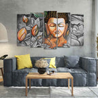 VIBECRAFTS Buddha Meditating Canvas Wall Painting Set of Five Pieces For Home|Office|Living Room|Gift (PTVC5Pcs2_6589)