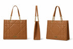 Fargo Matrix Tote Bag for Women | Vegan Leather Handbag with 15-Inch Laptop Compartment, Smooth Zip | Stylish Office, College & Daily Use Tote | Made in India (Tan)