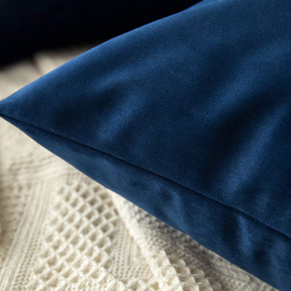 Khooti Velvet Cushion Cover, 22x22 | Blue | Pack of 2 | Solid Plain Soft & Smooth, Decorative Cushion Covers for Living Room, Bedroom, Couches, Chairs, Sofas, Beds & Home Decor