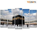 VIBECRAFTS 5 Pieces Masjid Al Haram Canvas Wall Painting For Home|Office|Living Room|Gift (PTVC5Pcs2_6515)