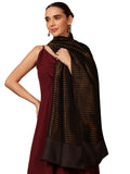 Pashmoda Women Golden Eclipse Reversible Zari Moonlight Fine Wool Stole (Size : 28x80in, 71X203cm) ZSST03