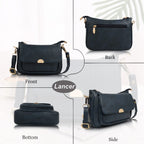LANCER Hobo Crossbody Shoulder Bag for Women & Girls – Stylish Tote Sling Handbag with Adjustable Strap | Ladies Purse, Travel Casual Office Bag (Black)