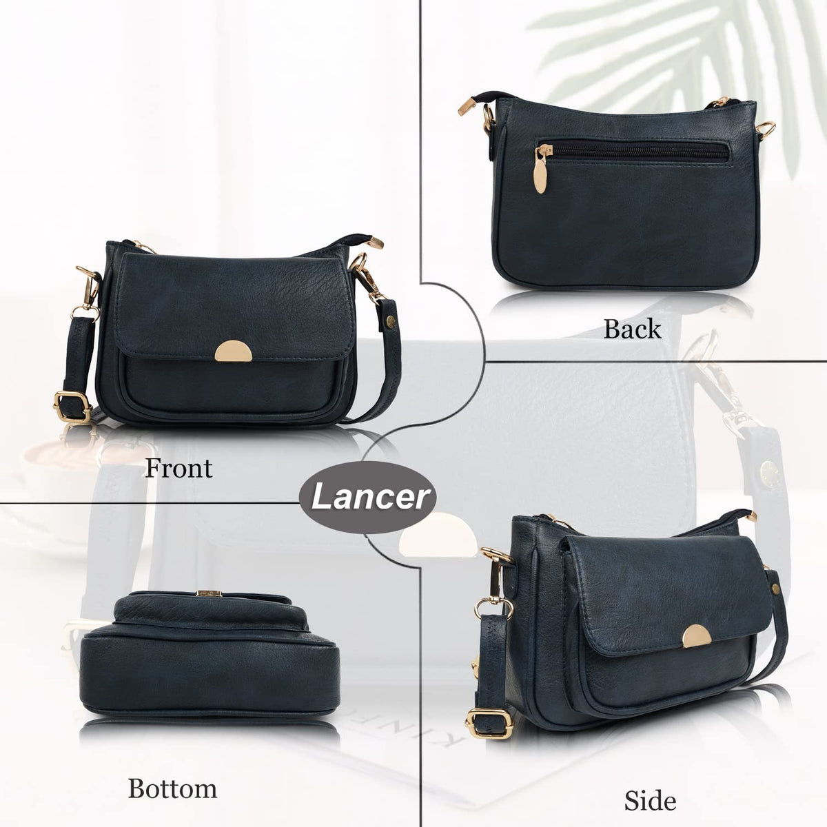 LANCER Hobo Crossbody Shoulder Bag for Women & Girls – Stylish Tote Sling Handbag with Adjustable Strap | Ladies Purse, Travel Casual Office Bag (Black)