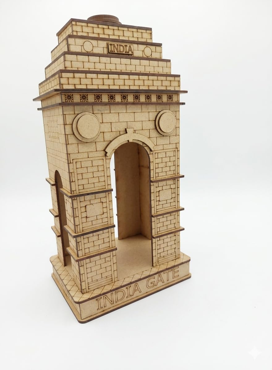India Gate Wooden Miniature Replica, MDF Laser Cut Architectural Model, Decorative Showpiece