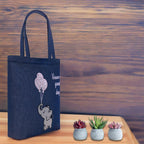MASQ By Q-One Canvas Baby Jumbo Embroidered Utility Tote Bags For Women With Zip, College Bag For Girls, 100% Organic Relaxed Fit Tote Bag For Traveling & Daily Use