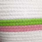 BEAUTIFUL HOMMIES Attractive Hand Bag |large Tote Bag |Summer Bag | Bucket Bag | Basket Bag | Bamboo Tote | Beach Bags for Women|Boho Bag|Handbag |Jute Bag |Handmade Bag (WHITE PINK GREEN)