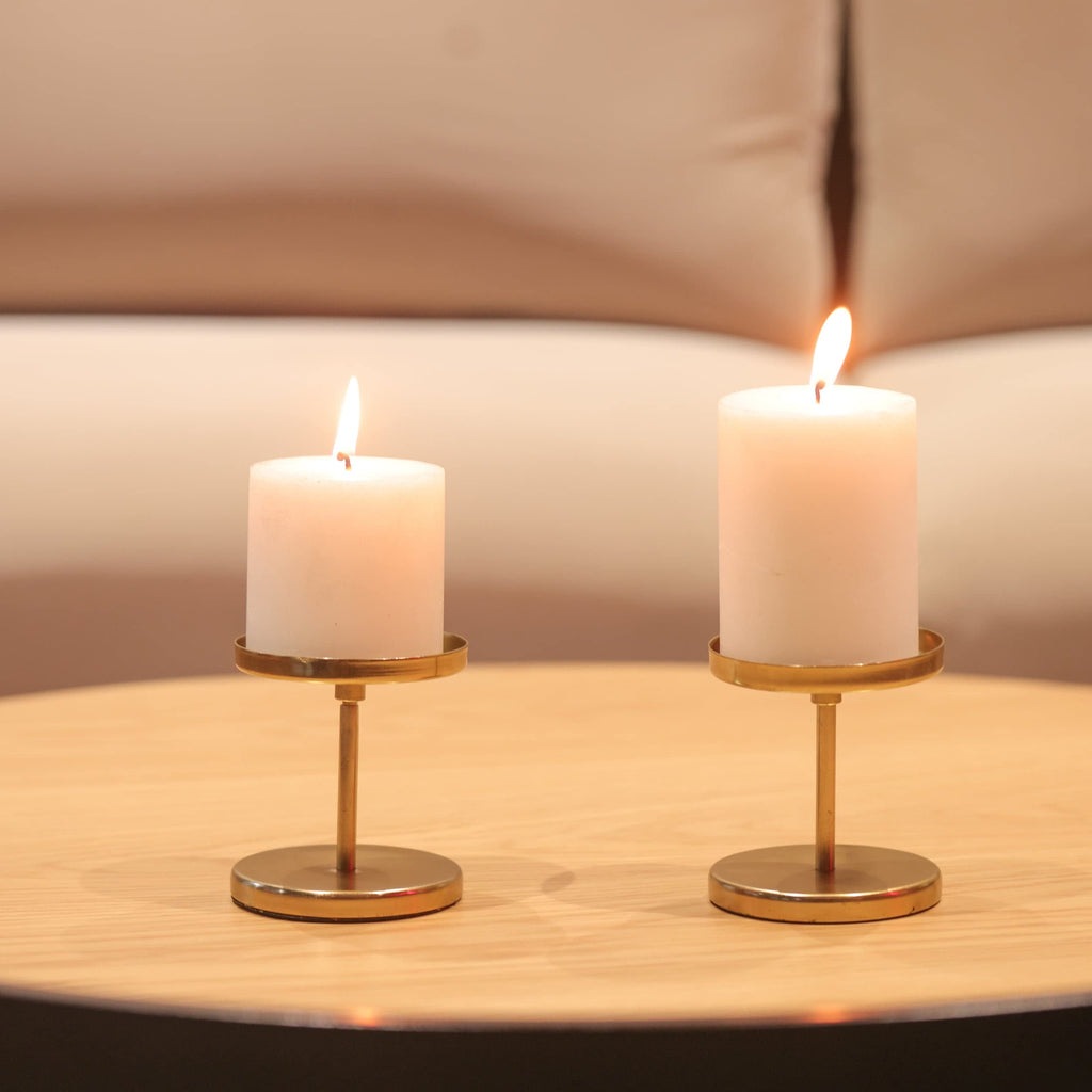 Home Trends India Metal Candle Stand I Candle Holder For Home, Birthday Decoration I Table Romantic, Birthday, Dinner Home & Bar Decorative (Set Of 2, Gold)